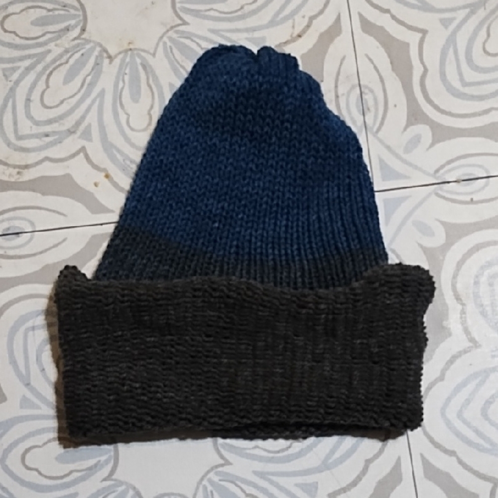 Blue and Gray Knit Beanie Winter Fall Men Or Women